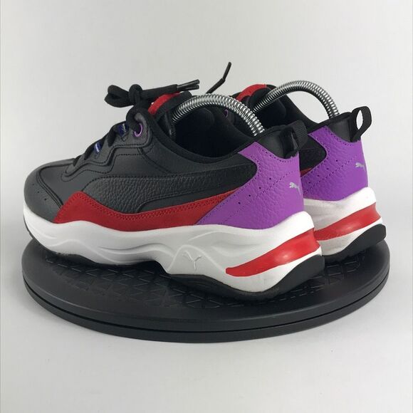 Puma Cilia Lux Black Leather Running Shoes Red/Purple 370282-08 Women’s Size 9 - Picture 7 of 12